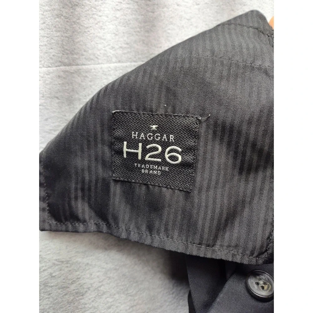 Haggar Men Pant‎ 32X32 Black Flat Front Slash Pockets Comfort Casual Trouser